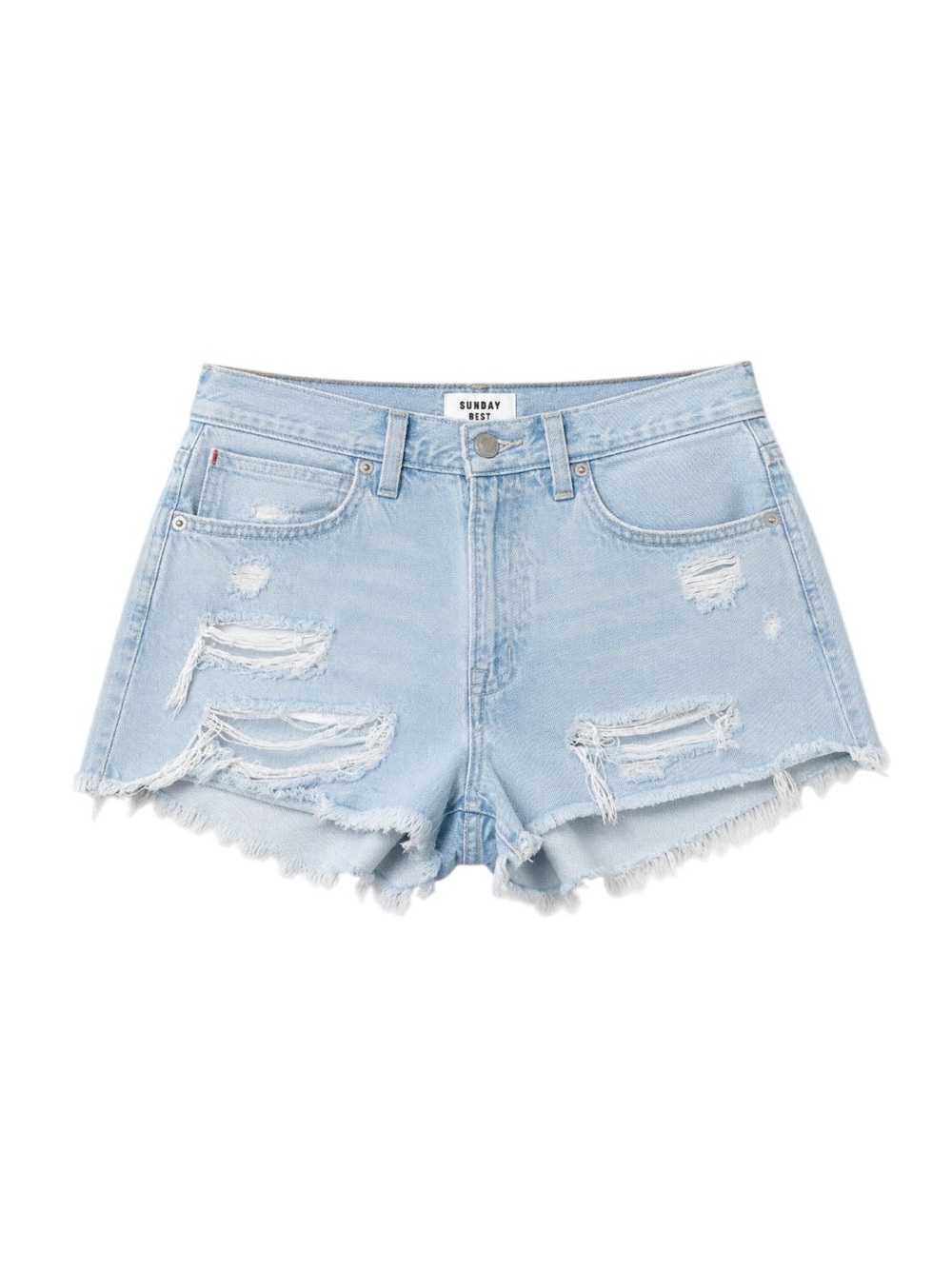 Sunday Best x Aritzia - Distressed Denim Cutoff Shorts Light Wash Sz 6